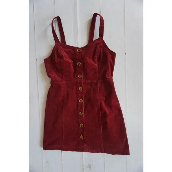 Altar'd State | Dresses | Altard State Women Burgundy Corduroy Mini Dress  Size M | Poshmark